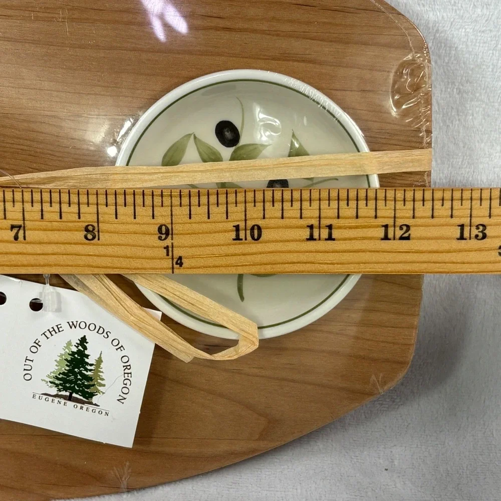 Out of the Woods of Oregon Red Alder Wood Bread & Oil Board w/ Ceramic Bowl NEW